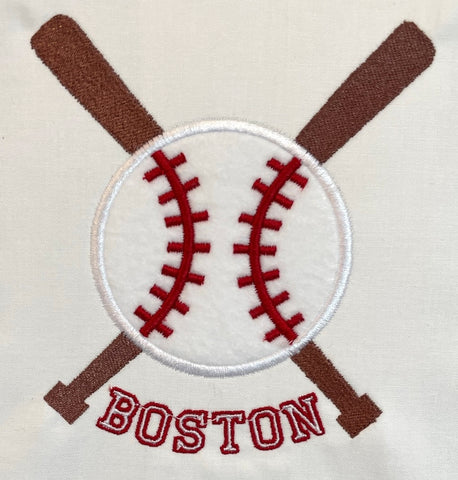 Boston Baseball Applique Embroidery Design