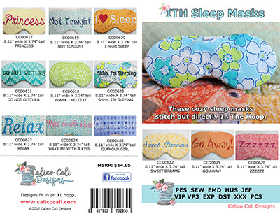In The Hoop Sleep Mask Embroidery Design