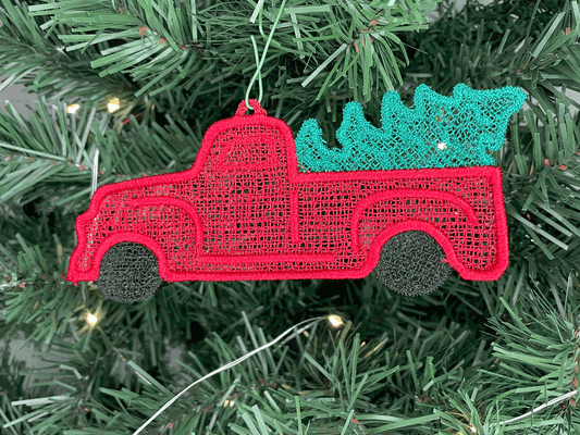 FSL Red Truck Ornament embroidery design