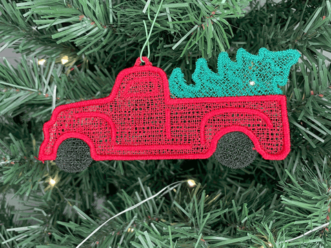 FSL Red Truck Ornament embroidery design