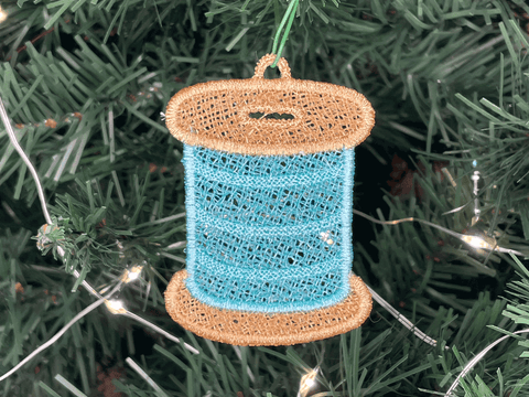Free Standing Lace Thread Spool Ornament Embroidery Design