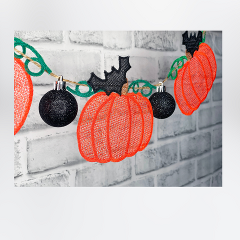 In The Hoop FSL Pumpkin Banner Embroidery Design