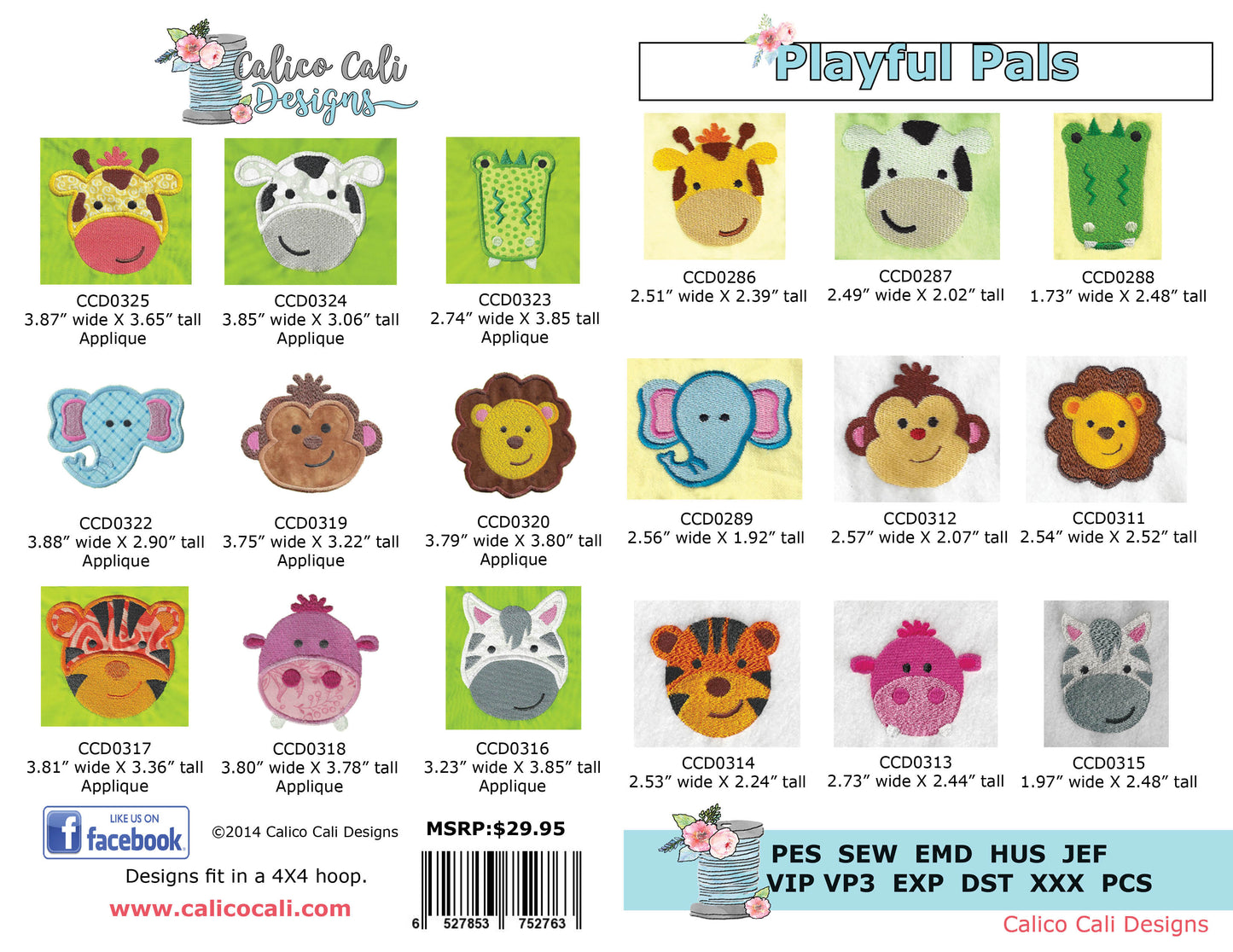 Zoo animal embroidery designs bundle