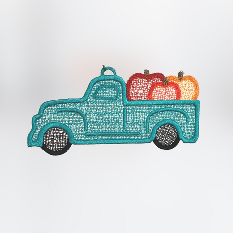 Free Standing Lace Truck with pumpkins Embroidery Design