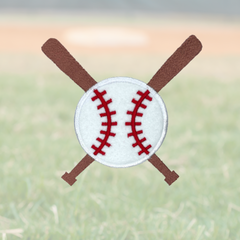 Baseball and bat applique embroidery design