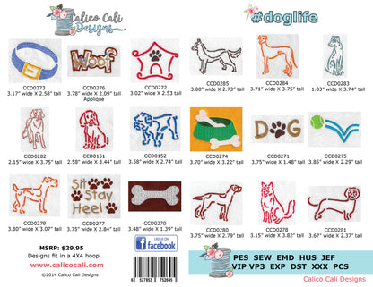 Dog embroidery designs