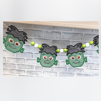 Monster In The Hoop FSL Banner embroidery design for Halloween