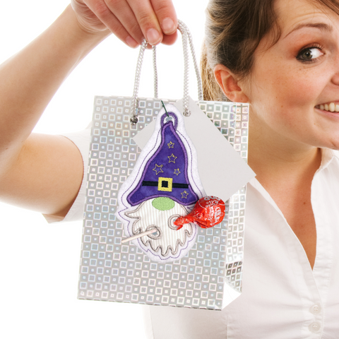 Witch Gnome Candy Hugger ITH embroidery design