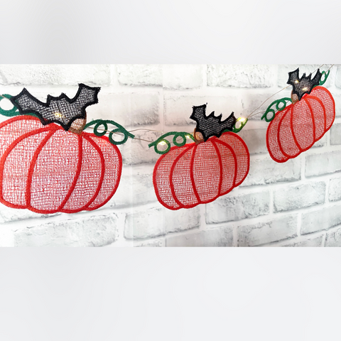 In The Hoop FSL Pumpkin Banner Embroidery Design