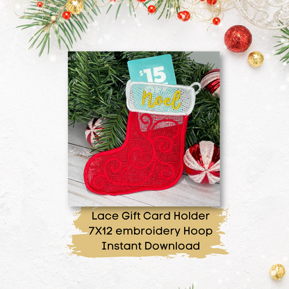 Lace Christmas Stocking Embroidery Design Bundle