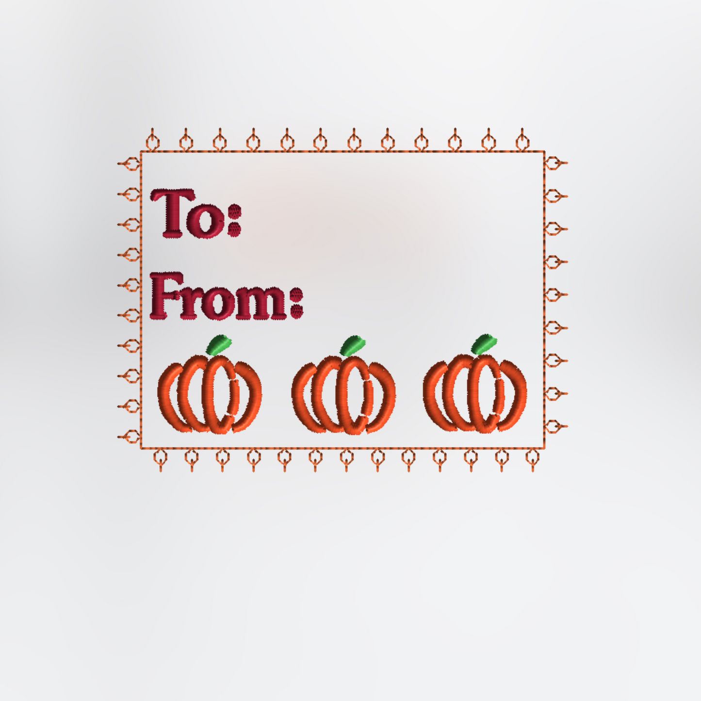 Pumpkin frame personalized quilt label embroidery design