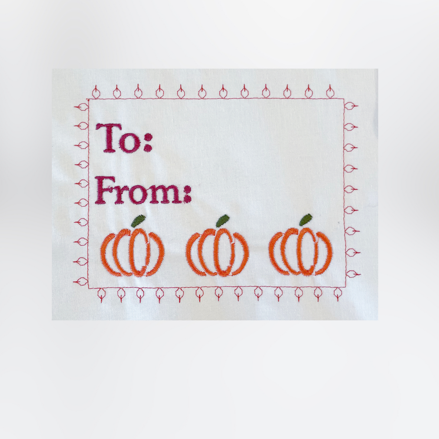 Pumpkin frame personalized quilt label embroidery design