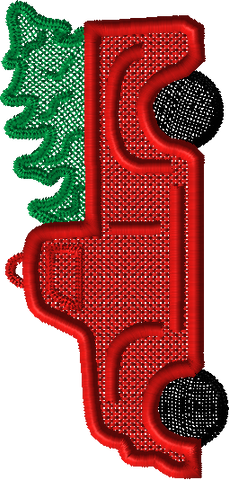 Red Truck ornament embroidery design