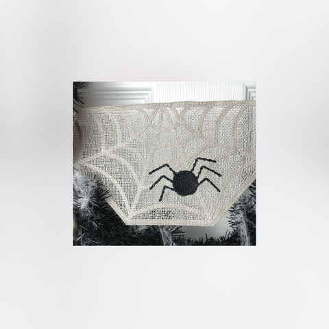 Lace Spider Web Embroidery Design for Halloween Banner