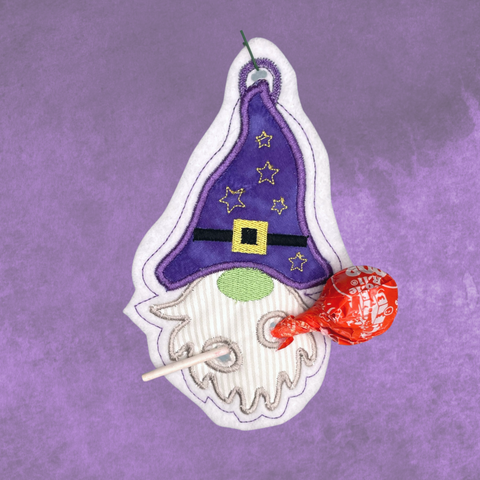 Witch Gnome Candy Hugger ITH embroidery design